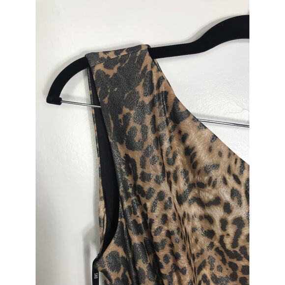New Tadashi Shoji Sho Womens M One Shoulder Dress Cocktail Animal Print Classic - Picture 5 of 12